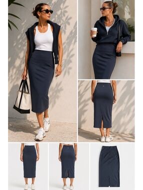 Lululemon Nulu Slim-Fit HR Skirt Size 4 Black High Rise Midi NWT